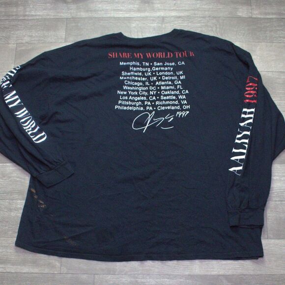 FRCHS x Aaliyah Share My World Tour 1997 Women’s Black Long Sleeve Shirt Sz 3X - Picture 5 of 7